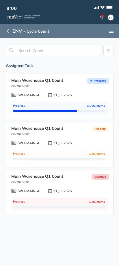 ILMS Cycle Count screen1